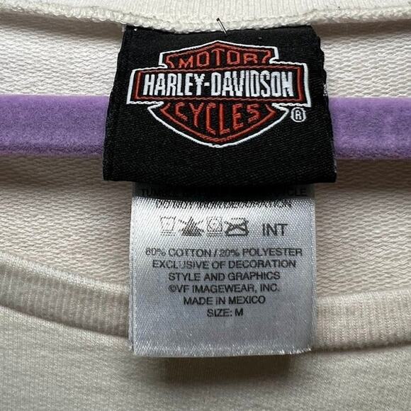 Harley Davidson Women's Las Vegas Nevada Orange and White Ombre Crewneck Medium - Picture 4 of 5